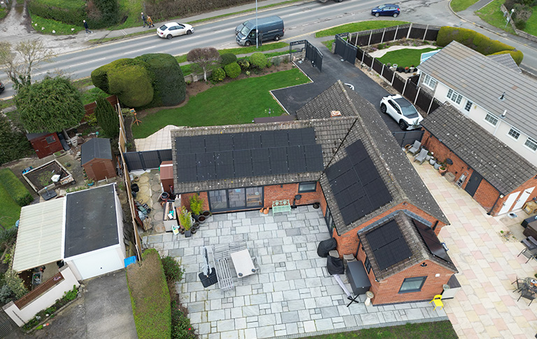 Solar panels installed on residential home